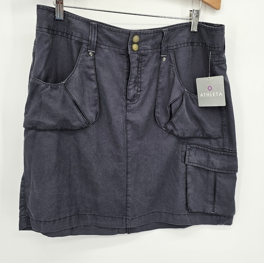 Athleta Cargo Skirt Women Size 14 Gray  Lyocell Above Knee Style 53421